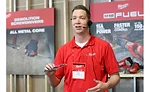 Senior Product Manager Brad Urban demonstrates the Torch blade with carbide teeth