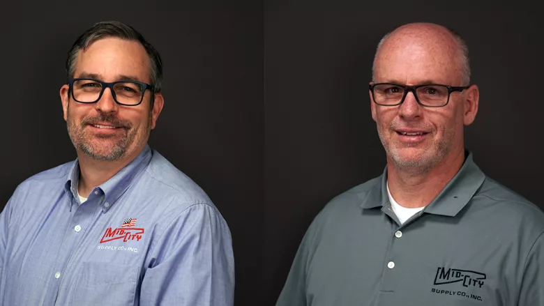 Luke Lefever and Loren Dalrymple, the new division managers for Mid-City Supply. 