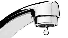 Water tap with drop, isolated on the white background.