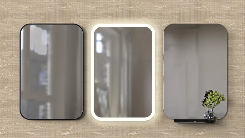 Three options in the Elvari mirror collection by Bradley.