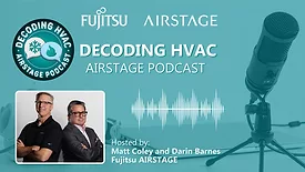A graphic with the two hosts of Decoding HVAC, Matt Coley and  Darin Barnes, 