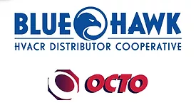 The BLUE HAWK and OCTO logos. 