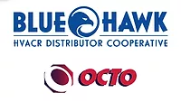 BLUE HAWK and OCTO PURCHASING GROUP announce strategic alliance The BLUE HAWK and OCTO logos.