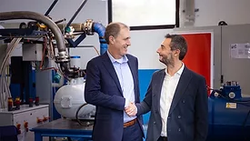 Fabio Klein, President, Danfoss Commercial Compressors (left), David Candio, CEO, Palladio Compressors (right).