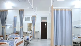A hospital room. 