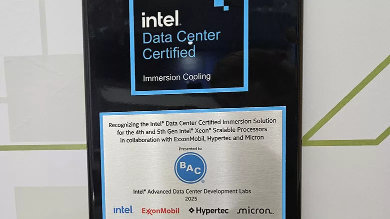 The certification for BAC's immersion cooling tank.
