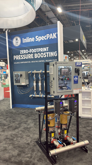 AHR Expo 2026 Franklin Electric exhibit featuring the Inline SpecPAK pressure boosting system.