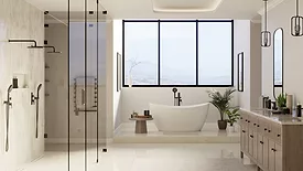 A bathroom featuring the Harmony collection from Artos.