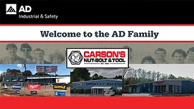 A graphic showing several pictures of Carson's Nut-Bolt & Tool as well as the AD logo.