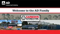 A graphic showing several pictures of Carson's Nut-Bolt & Tool as well as the AD logo.