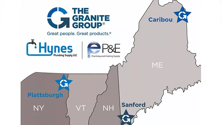 A map showing the locations of The Granite Group. 