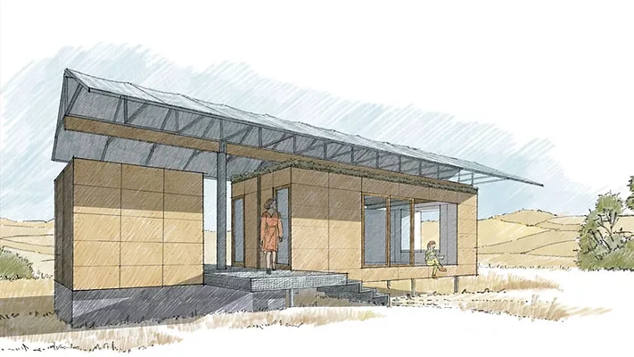 Bio-Regional Shelter, exterior (Illustration by Henry Gao)