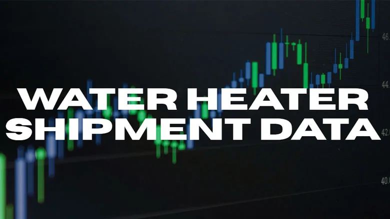 An infographic with "Water Heater Shipment Data" over a chart. 
