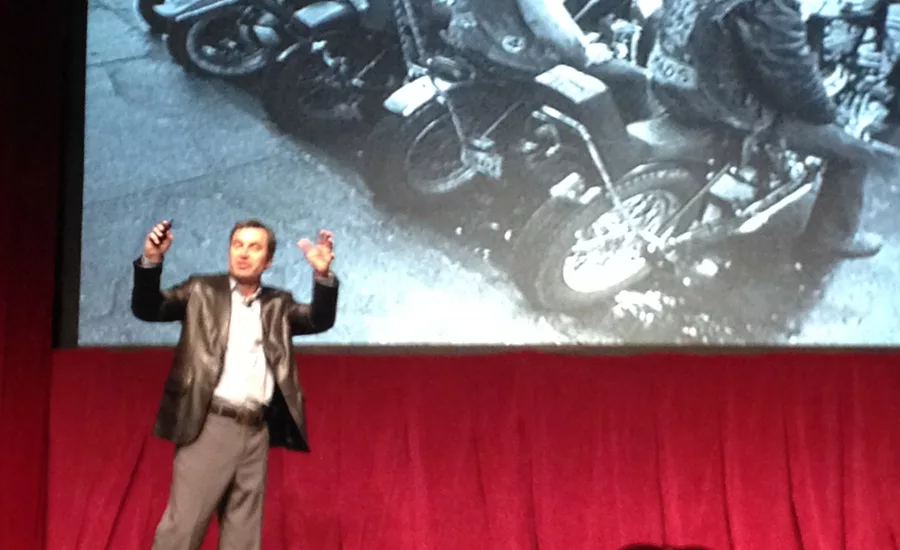 Former Harley-Davidson executive Ken Schmidt gives a rousing speech about getting your customers to create your company's brand image