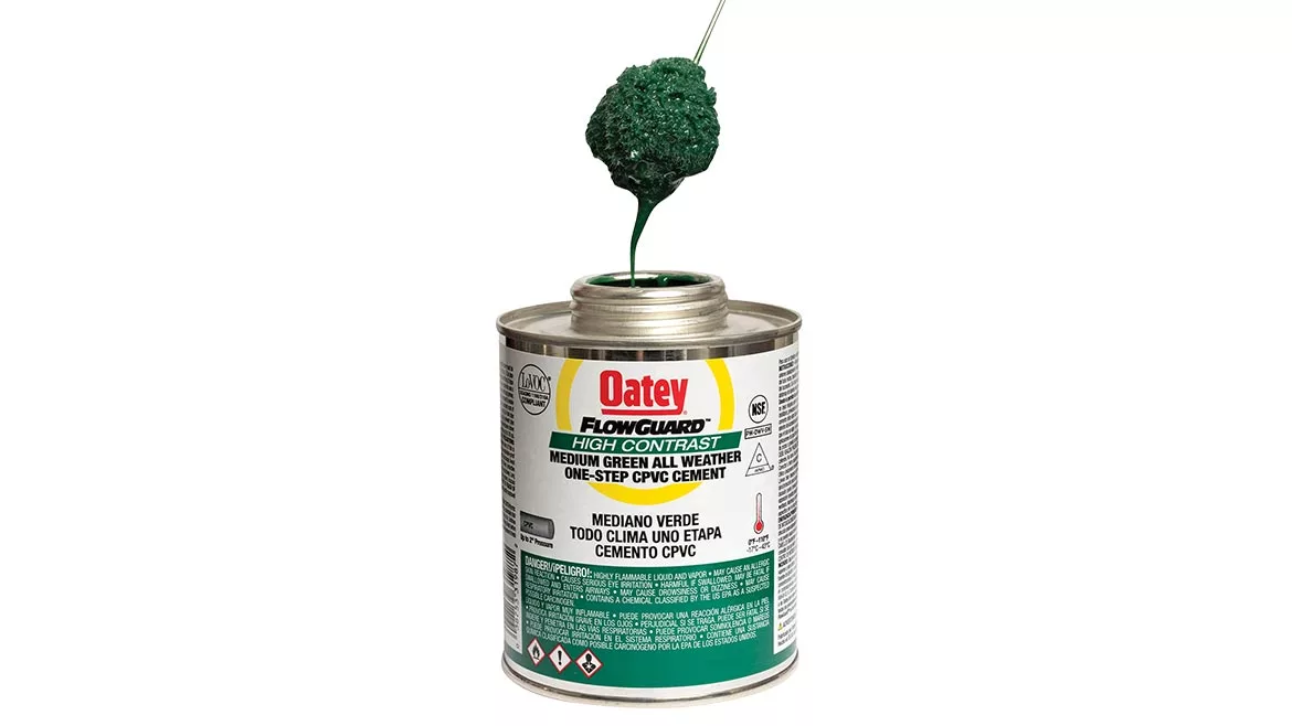 FlowGuard high-contrast one-step medium green CPVC cement 