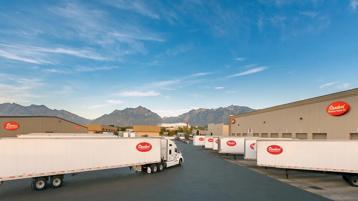 30 semitrucks at Standard Plumbing Supply's logistics center