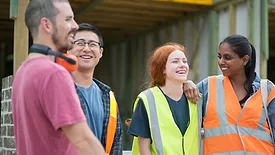 employees smiling laughing