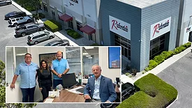 01 SHT 1223 Rubenstein Supply company exterior. Inset from left: Chris Walther VP of Operations, Shima Saremi CFO, Matt Laiolo, President and Craig Rubenstein, CEO.