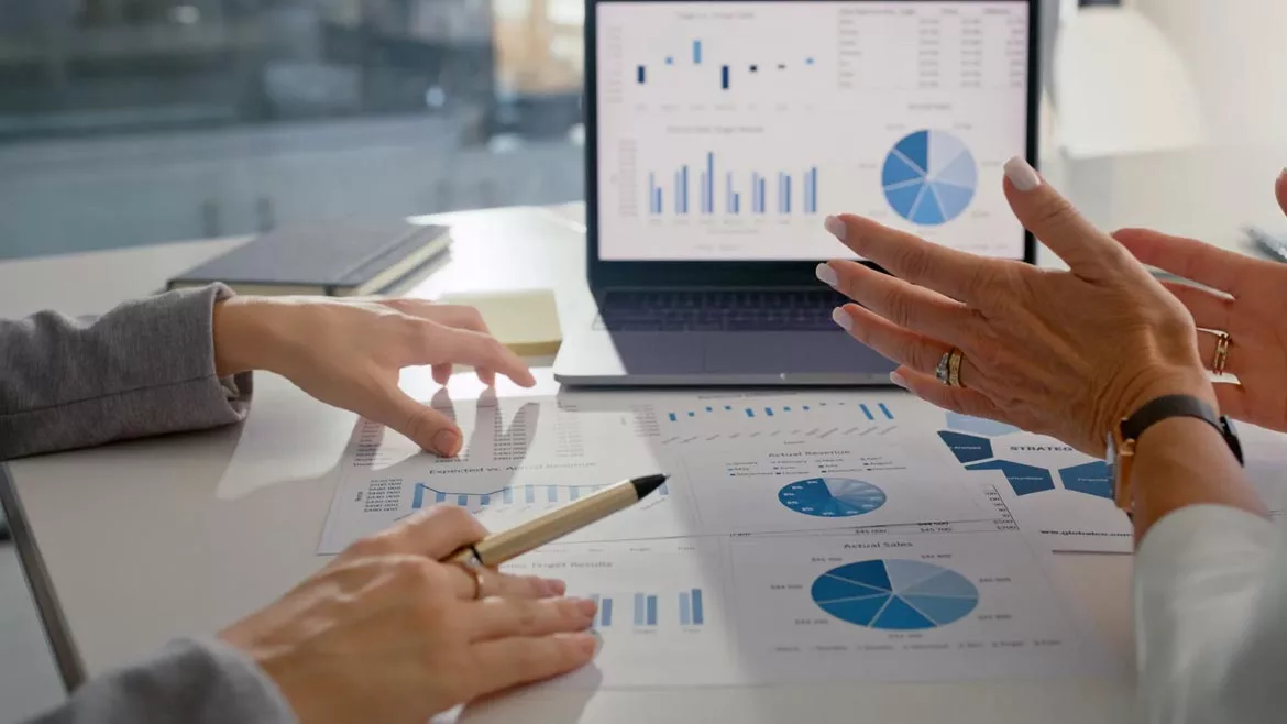 SHT 1223 Private Equity. Closeup of graphs and charts.