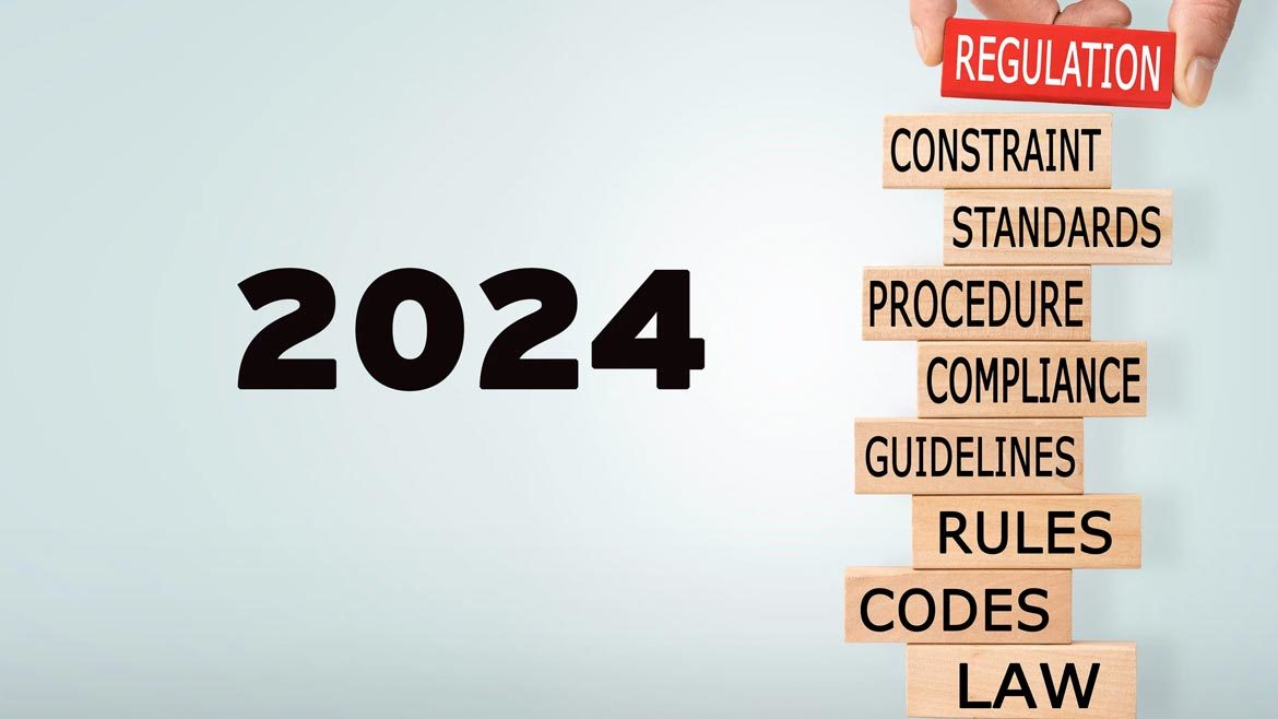 ASA News: Codes and Standards feature image of 2024 year with word blocks