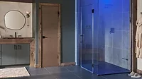 KBIS Product Preview: Brizo Mystix Steam System Transcendent Experience smart shower with blue light