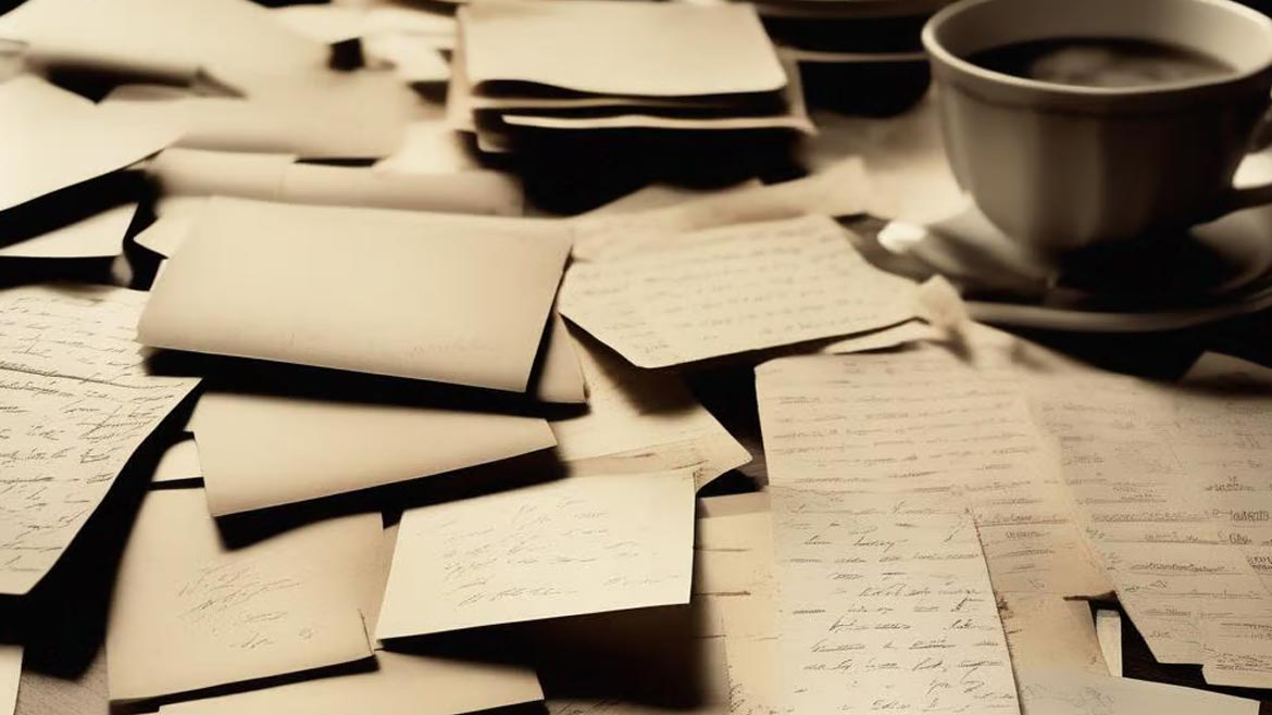 March 2024 Showroom Dollars & Sense column feature image of coffee surrounded by stacks of letters