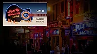AIMR 52nd Annual Conference Light Up Nashville 2024 AIMR 52nd Annual Conference Light Up Nashville 2024 street scene faded background with inset of AIM/R 'LIght Up Nashville 2024' logo of guitar, 52nd annual conference information