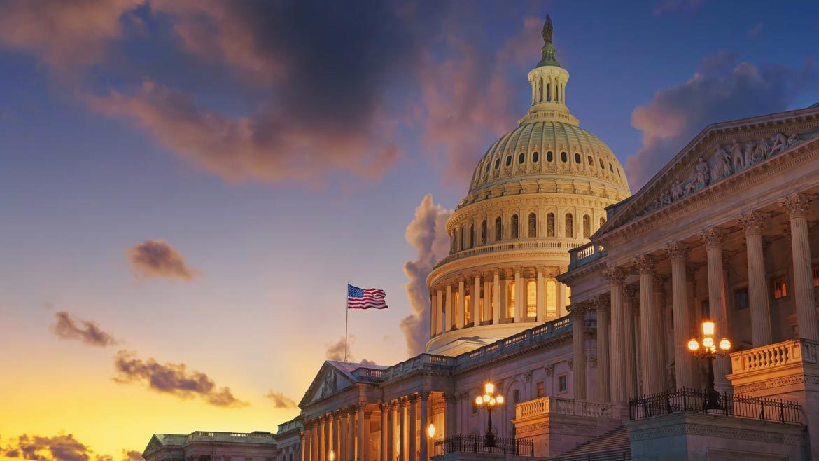 May 2024 Letter from the ASA President feature image of the Capitol building in Washington D.C. at sunset.