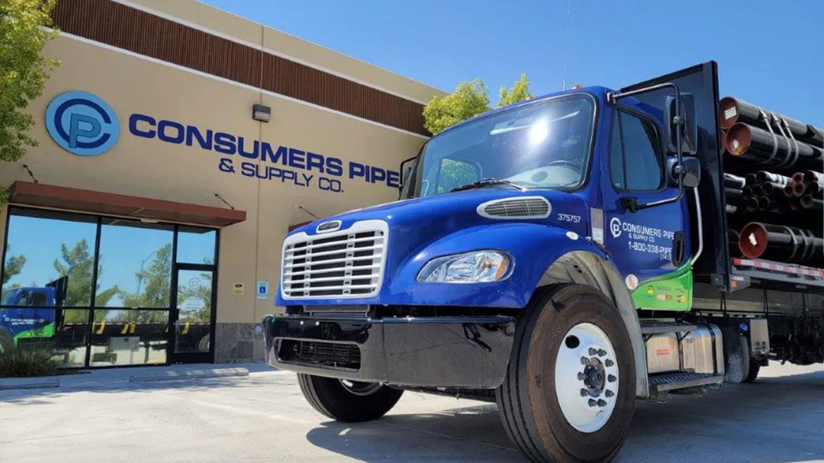 Loaded Consumers Pipe & Supply truck in Las Vegas.