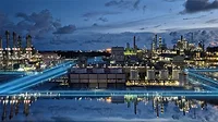 The petrochemical and power plant gas industry, with blue lines motion graphics design, illustrating energy.