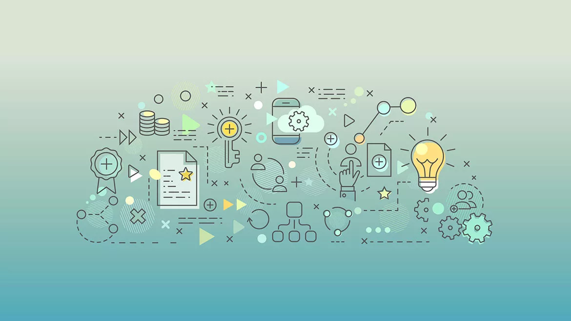 'BUDGET' illustration with doodle icons, charts, and messages above the word.