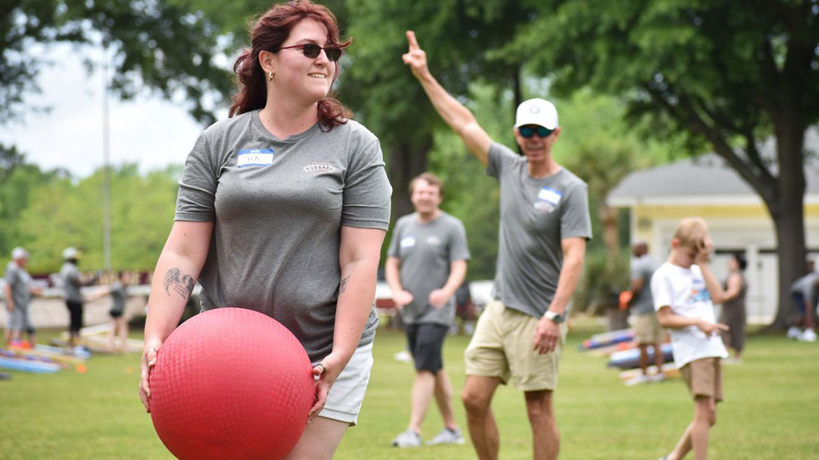Wilson Teachey (right) celebrating at the annual family picnic.