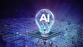 Virtual AI Light Bulb screwed into a virtual circuit board.