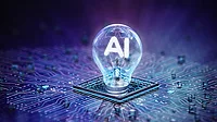 Virtual AI Light Bulb screwed into a virtual circuit board.