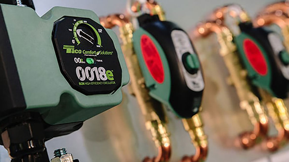 Cropped and close-up image of 0018e ECM High-Efficiency Circulator.