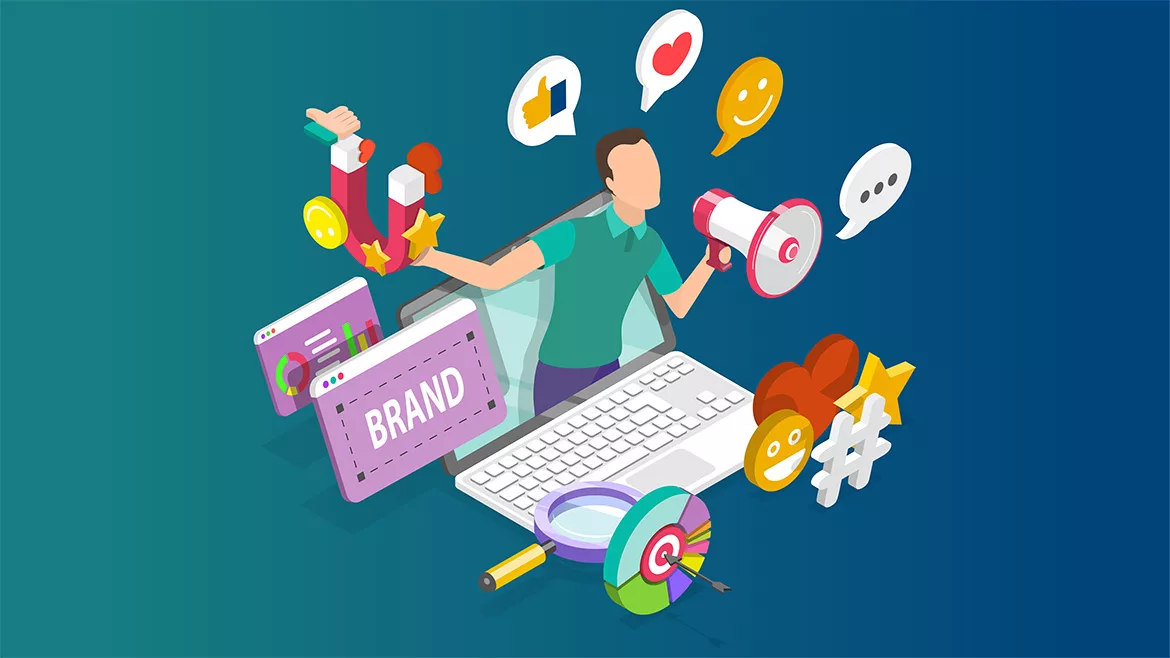 3D Isometric Flat Vector Conceptual Illustration of Personal Brand Strategy.