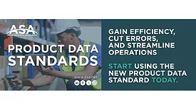 ASA Product Data Standards banner with a young construction worker in the background image.