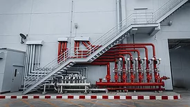 Header pipes valve zone and fire alarm control system at industrial plants.