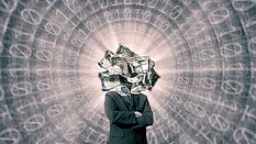 Man with Money over Head