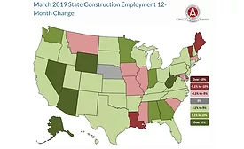 March 2019 State Construction Employment 12-Month Change