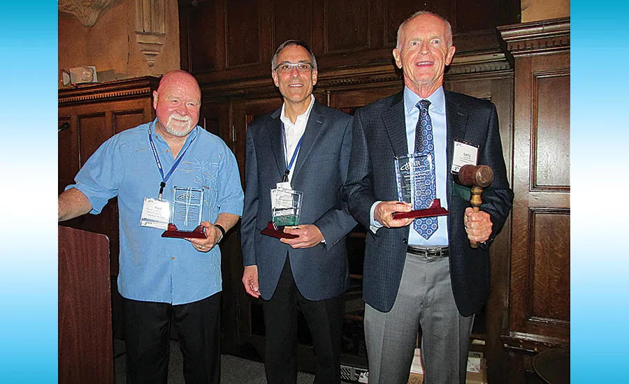 From left: 2016 AIM/R Hall of Fame inductees include, from left, Paul Lunsford (Manufacturers Marketing), Jay S. Schechter (Focus Sales) and Larry Hobbs (Carr Co.)