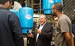 Simas talks to Flexcon employees at the manufacturer’s Massachusetts headquarters
