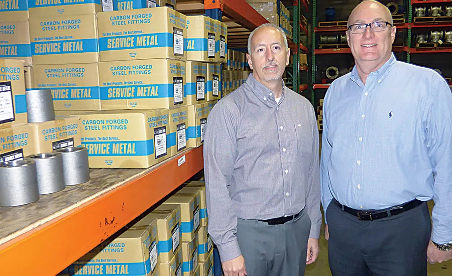 Executive General Manager Jim Fears (left) and National Sales Manager Ken Gebhardt; pipe, valves, fittings