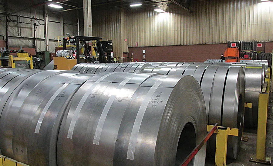 Rolls of steel at InSinkErator’s Racine, Wis., plant; food waste disposer