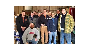 Members of Plumbers Local 370 are loading up their vehicles.