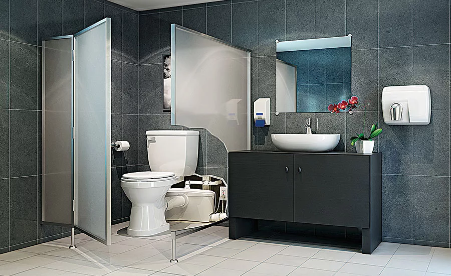 SFA Saniflo SANIBEST PRO; toilet, HET, water conservation, bath & kitchen showrooms, PHCP distributors