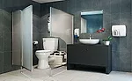 SFA Saniflo SANIBEST PRO; toilet, HET, water conservation, bath & kitchen showrooms, PHCP distributors