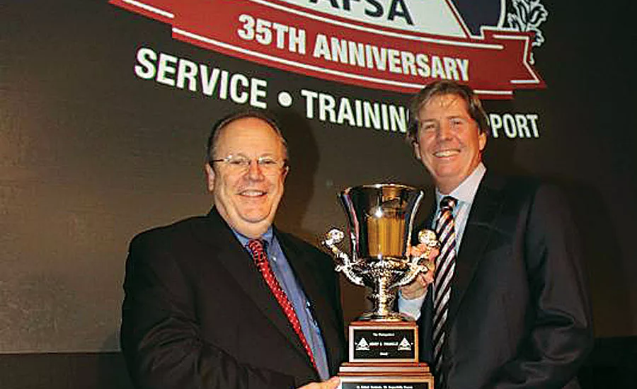 Steve Muncy (left) of the American Fire Sprinkler Association