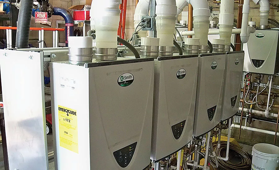 The Holiday Inn Wilkes-Barre East Mountain installed 19 A. O. Smith condensing tankless water heaters