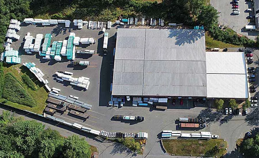 An aerial view of United Pipe’s Ipswich, Mass.